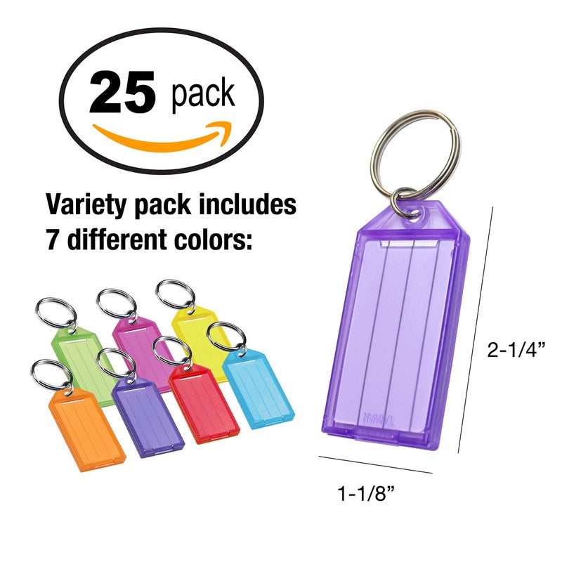 Lucky Line Key Tag with Flap, Split Ring & Paper Insert for Labeling, Key Organization & Identification, Assorted Colors, 25 Pack (6050025) - Image 2